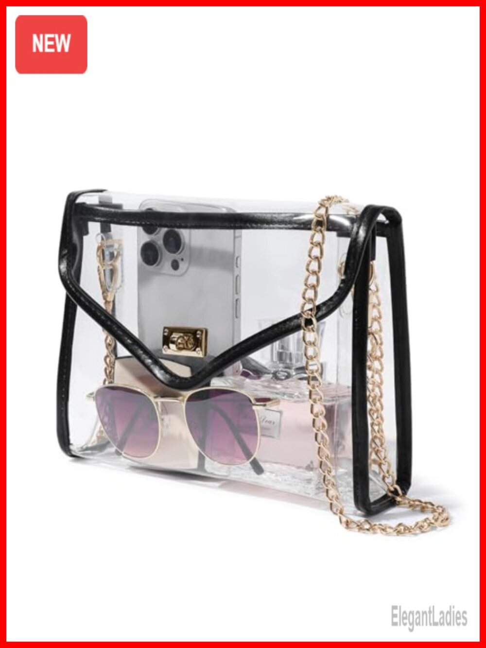 Clear Crossbody Bag Stadium Approved Purse with Adjustable Chain